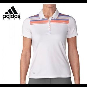 ADIDAS Golf Ladies Ultimate 365 Stripe Short Sleeve Polo Shirt Sz M🇨🇦